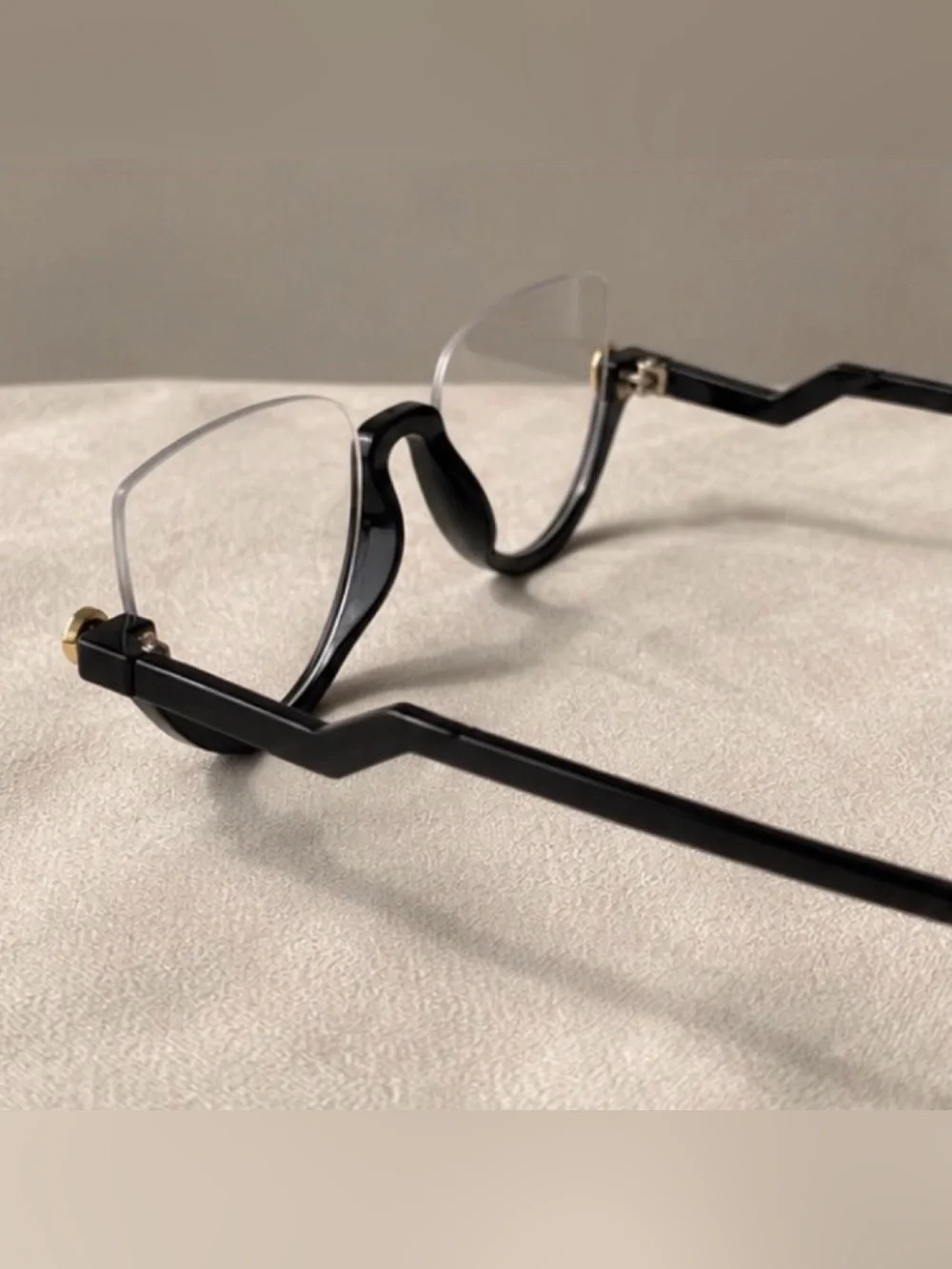 Women’s Cat Eye Clear Lens Fashion Eyeglasses Black Semi Rimless
